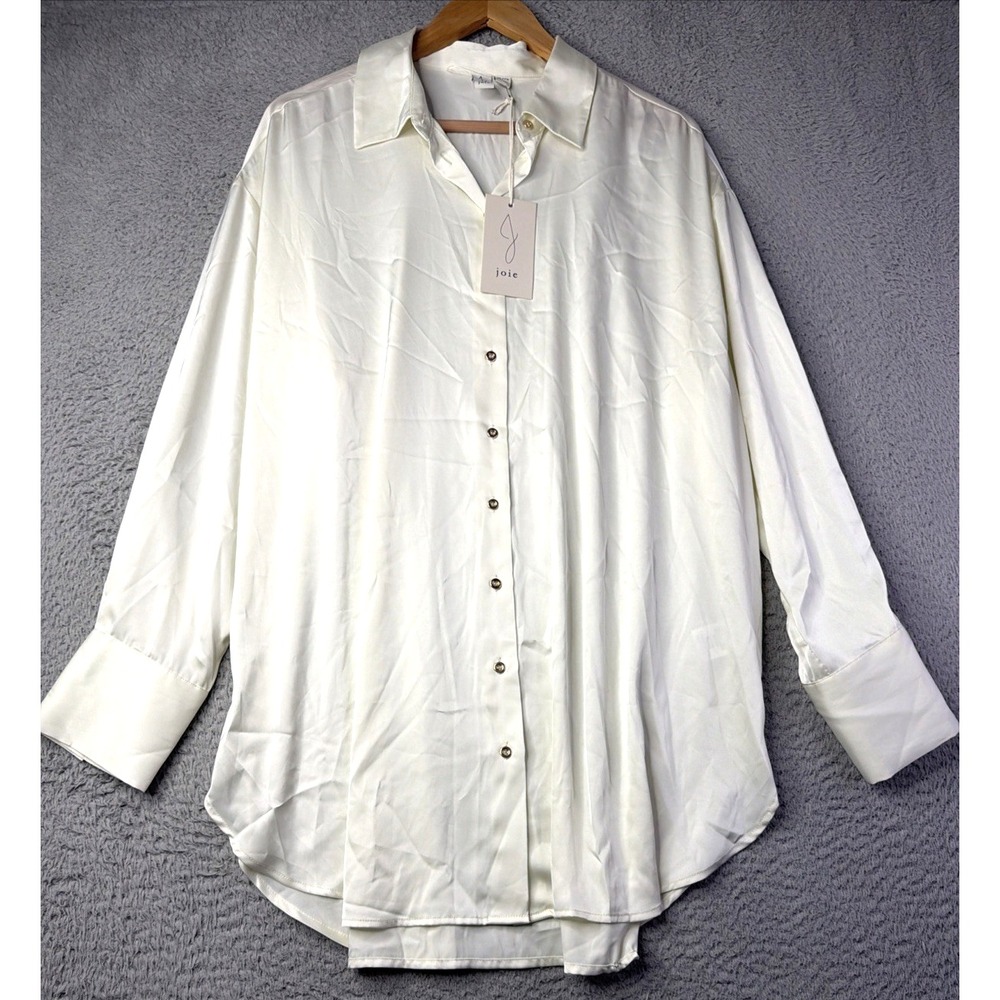 Joie Blouse Womens Size XL Ivory Longsleeve Button Up Soft Flowy Joie Blouse NWT